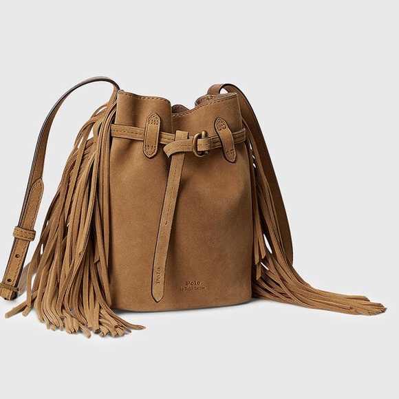 Ralph Lauren Pola Suede Leather Tan brown fringe Bag - Picture 3 of 12